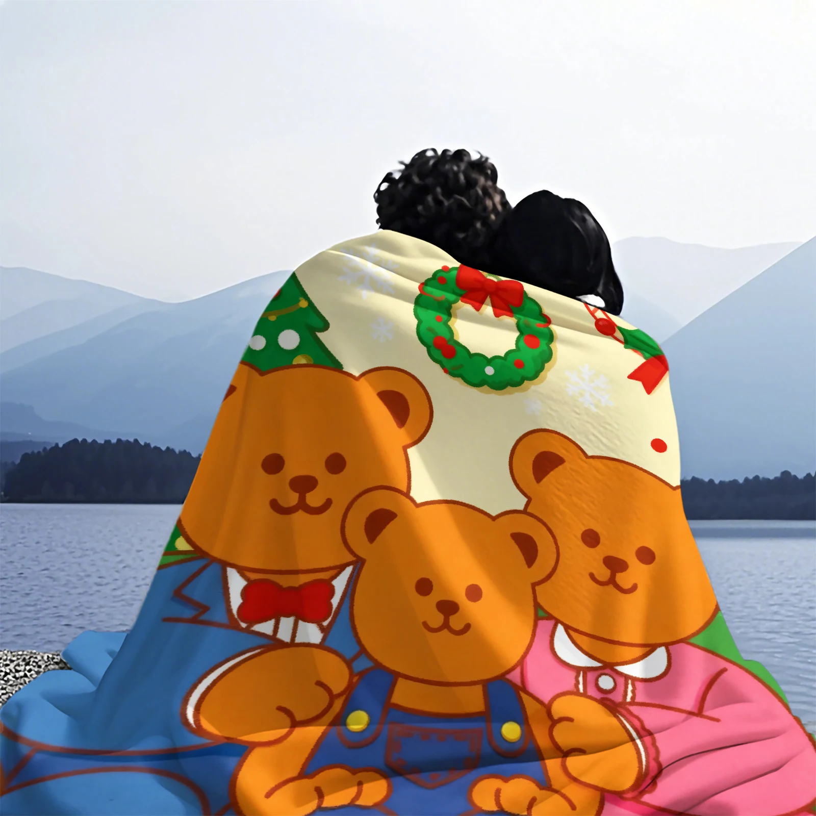 Kawaii الكرتون تذبذب الدب الأسرة بطانية رقيق لينة الفانيلا أريكة الكبار بطانية مكتب الغداء استراحة بطانية طفل هدية الكريسماس #6