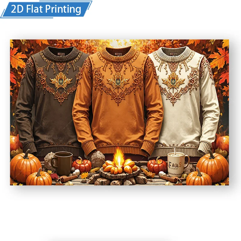 [2D شقة] 1 قطعة 4x16 بوصة علامة معدنية الخريف الحصاد البلوزات 2D طباعة مسطحة جدار الفن موسم الخريف ديكور اليقطين المعسكر المشهد