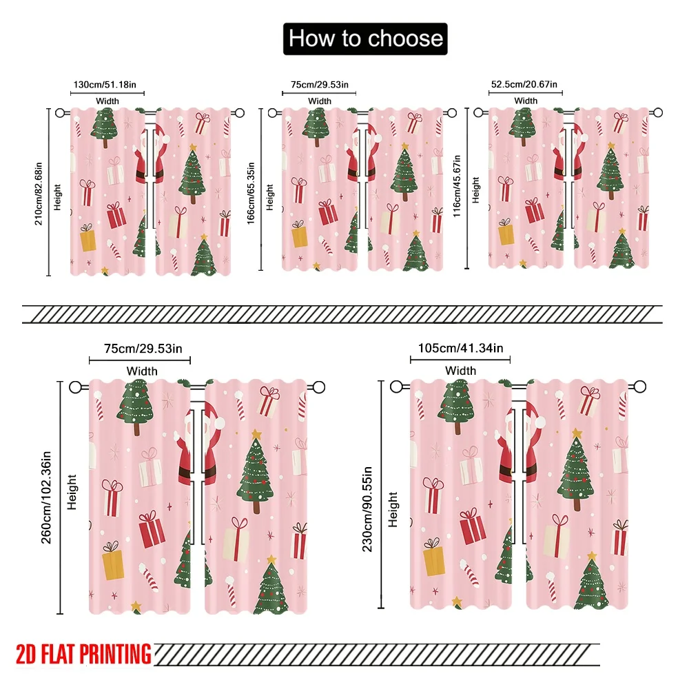 2 قطعة ، 2D طائرة الطباعة نمط الستائر شجرة عيد الميلاد الثلوج هدية البوليستر النسيج (بدون قضيب) عطلة Ldeal لغرفة النوم و #3