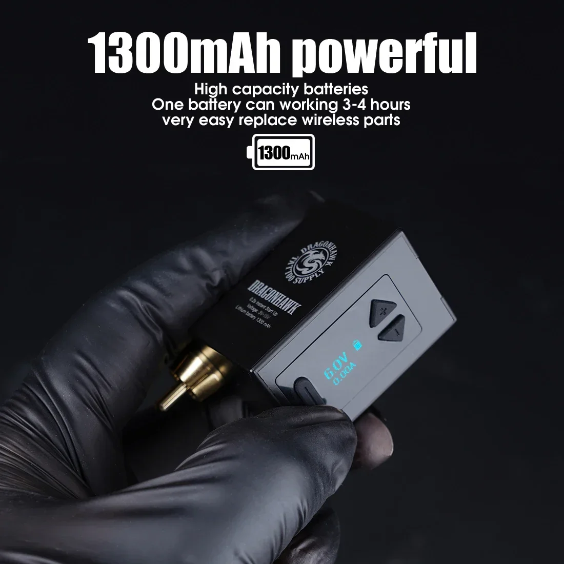 Nuevo Dragonhawk LCD Mini batería inalámbrica para máquina de pluma de tatuaje cable RCA suministros de fuente de alimentación para maquillaje