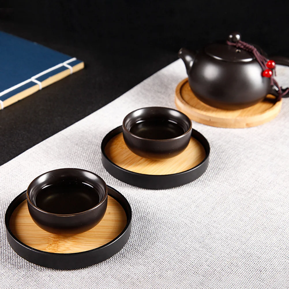 

6Pcs Heat Insulation Coaster Set Premium Bamboo Anti-Slip Cup Mats for Kitchen Dining Room Home Daily Use Easy Clean