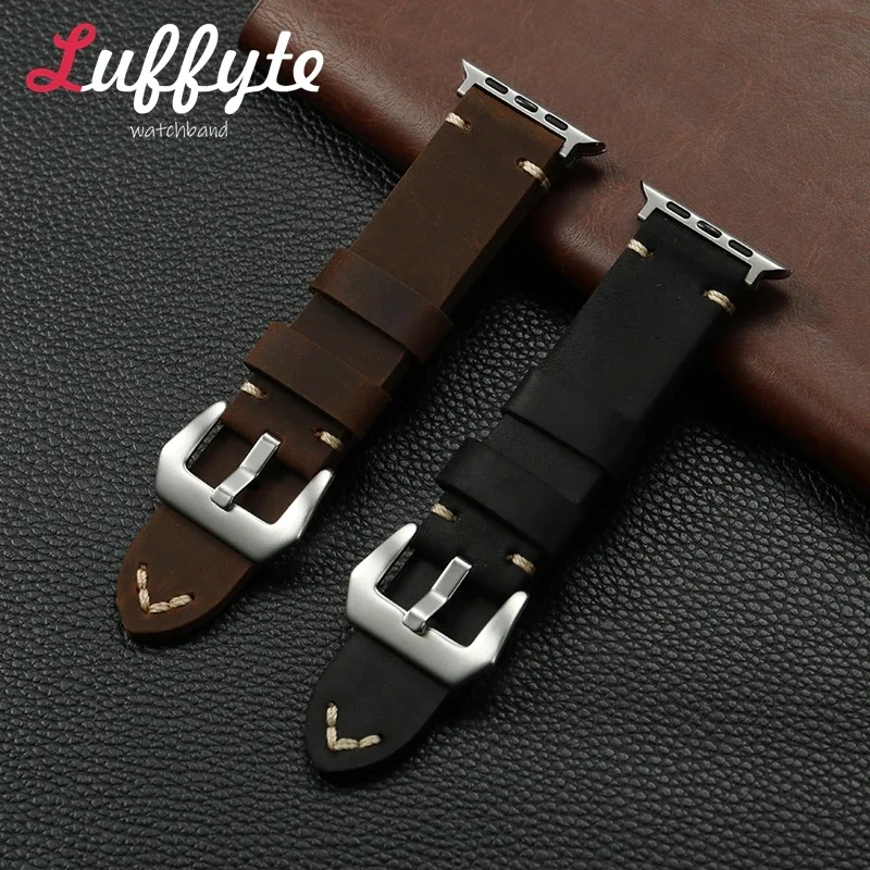 Men's Vintage Leather Smartwatch Strap for Apple Watch Band 38mm 40mm 41mm 42mm 44mm 45mm 46mm 49mm