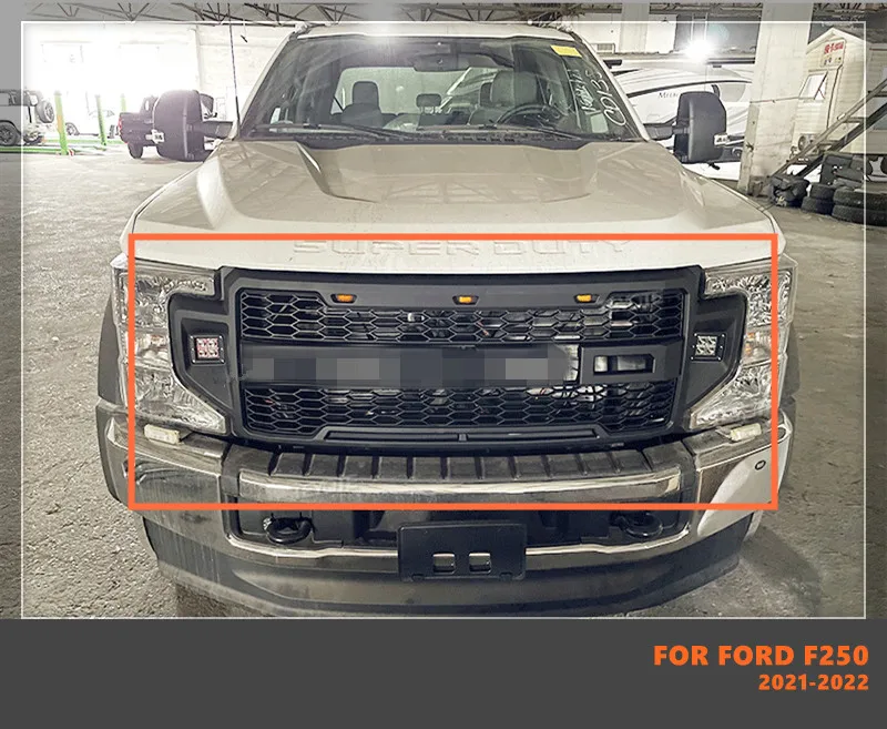 Good Quality ABS Front Middle Grill Racing Grills With LED Lights Fit For Ford F250 F350 F450 2021 2022