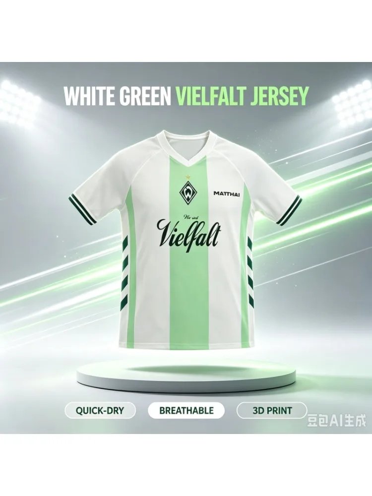 26-27 Werder Bremen Weiß-Grünes Fan-T-Shirt, Individuell Anpassbar, Lässig, Sportlich, Schnelltrocknend, Atmungsaktiv, 3D-Druck, für Familie und Kinder