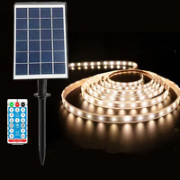 Solar Charging Panel LED Strip Light Remote Control 8 Modes 15M10M5M RGB Outdoor Waterproof Atmosphere Decorative Light Strip