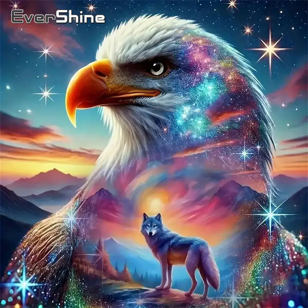 Evershine Diamond Mosaic Eagle Animal DIY Acrylic Craft Supplies Wolf Diamond Painting Mountain New Arrival Handmade Gift