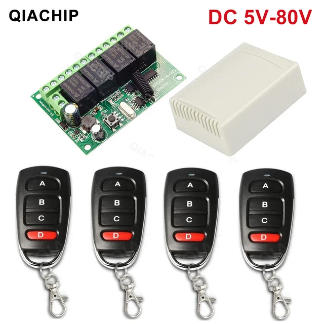 QIACHIP 433.92Mhz DC 5V 12V 24V 48V 10A 4CH przekaźnik moduł odbiornika EV1527 bezprzewodowy pilot zdalnego sterowania przełącznik 433Mhz do silnika DC DIY