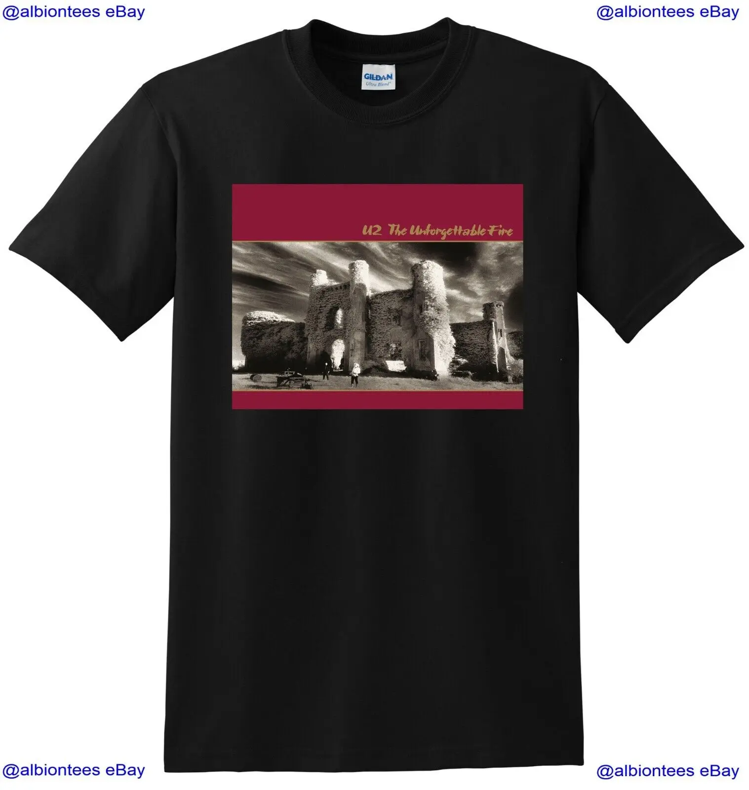 U2 T SHIRT the unforgettable fire vinyl cd cover SMALL MEDIUM LARGE XL long or short sleeves