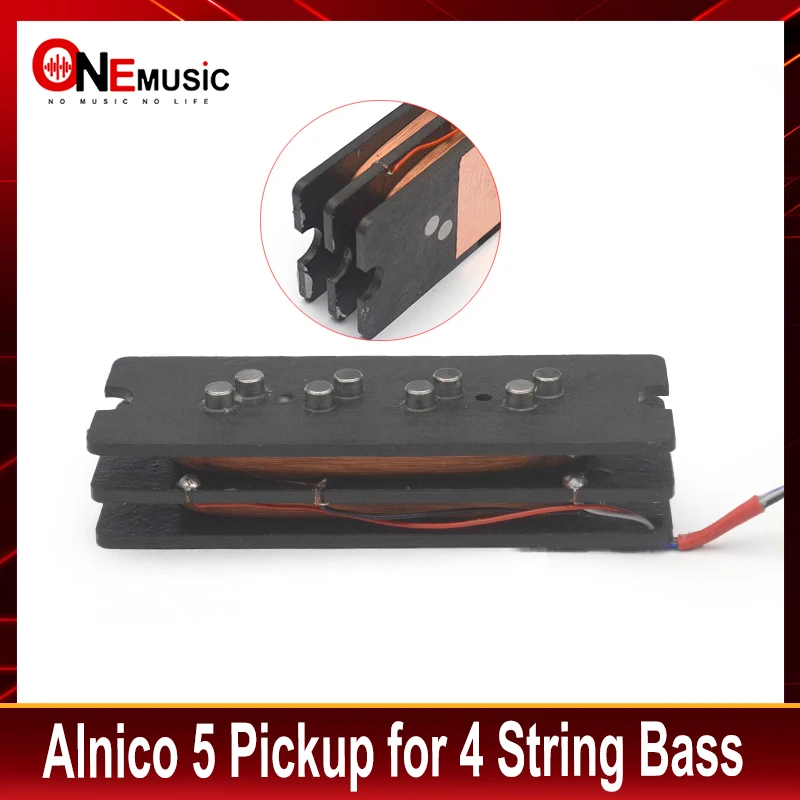 Alnico 5 Stacked Humbucker for 4 String Bass with Staged Polepiece Noise Reduction 17/18.3MM 4 Conduct Output Split Coil