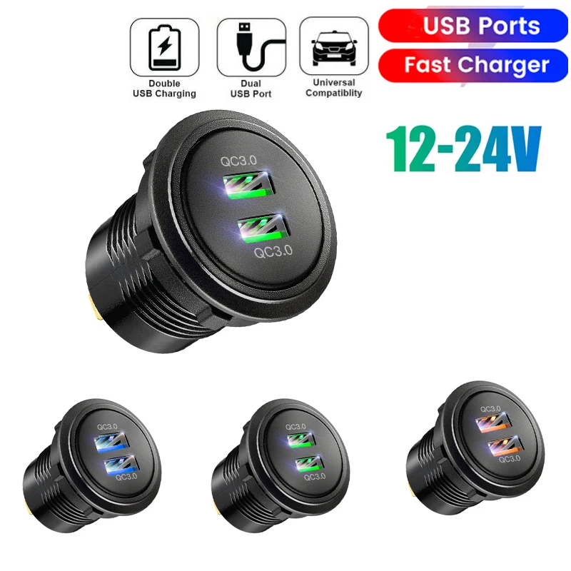 

Usb a 3.0 car charger outlet socket 12V/24V QC3.0 Dual USB Car Charger Power Outlet for audi accessories