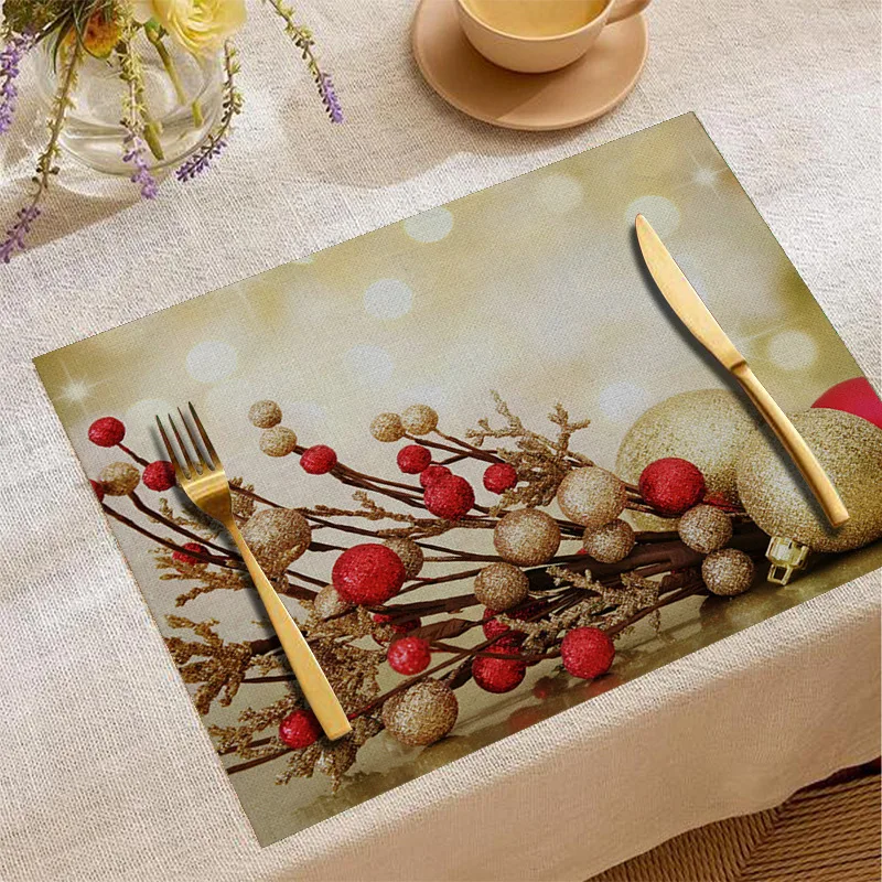 2025 عيد الميلاد الديكور الطرف الطباعة جو الجدول حصيرة الأوروبية مربع الغربية الغذاء المنزلية الجدول حصيرة #1