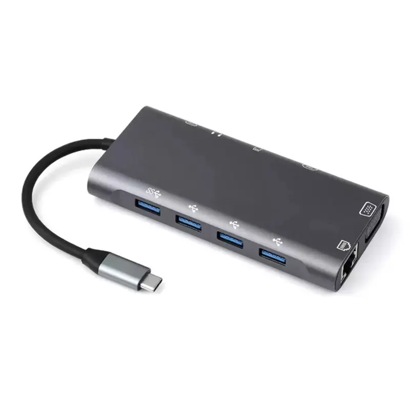 Reliable-RJ45 100Mbps Ethernet Port 4K HD TF Card Slot 11-In-1 USB-C HUB Docking Station 100W PD For Windows/Macos/Android,RJ45
