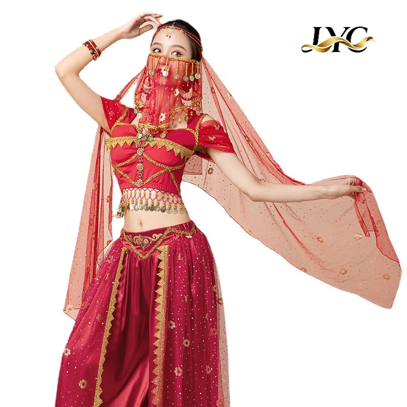 Belly Dance Indian Dance Headscarf with Gold-Stamped Pattern Bollywood Dance Prop for Women