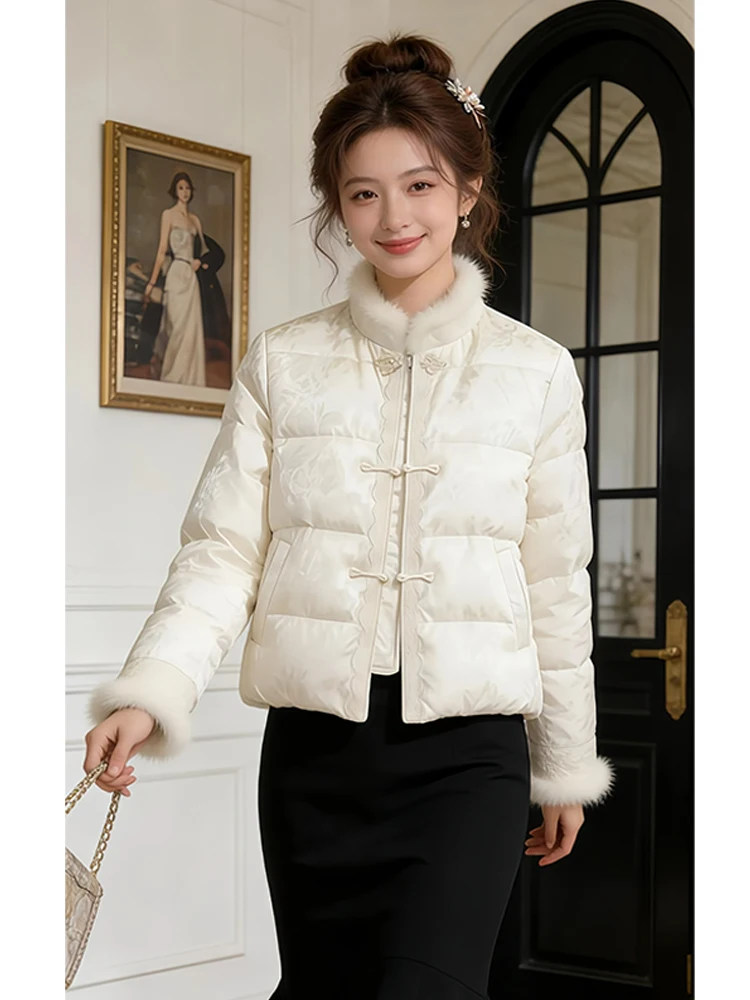 

Новое китайское хлопковое пальто в национальном стиле, серия Heavy Series, с узором «Парящие облака», женское, класса люкс, теплое, из хлопка.