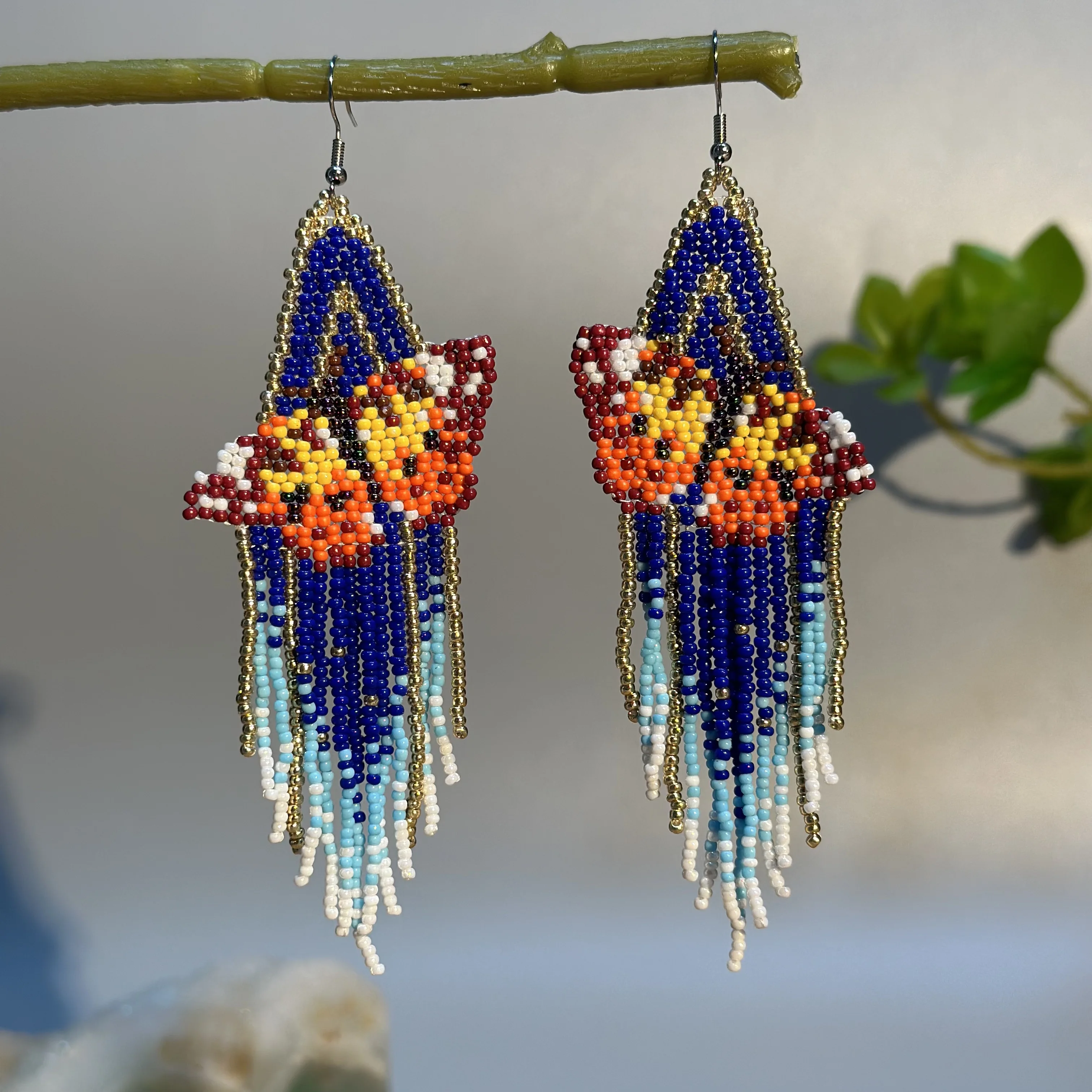 Bohemian style 3D butterfly tassel earrings handmade beaded earrings