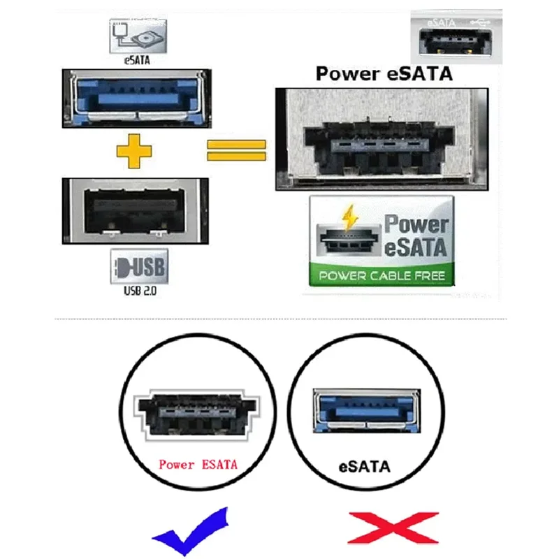 ESATA Cable for 2.5inch Hard Disk USB 12v 5v Combo to 22pin SATA Cable Adapter Power ESATA Cable Plug Extend HDD Cord Easy Drive