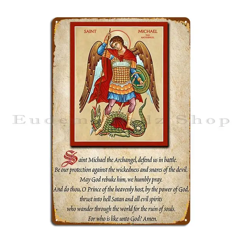 Saint Michael St Michael The Archangel Metal Sign Custom Rusty Cinema Cinema Club Tin Sign Poster