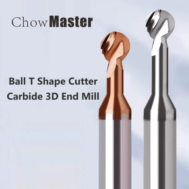 Ball T Shape Cutter Solid Carbide 3D End Mill R2 R3 R4 R5 R6 Metal Steel Aluminum Copper Iron Tungsten Ball Cutter