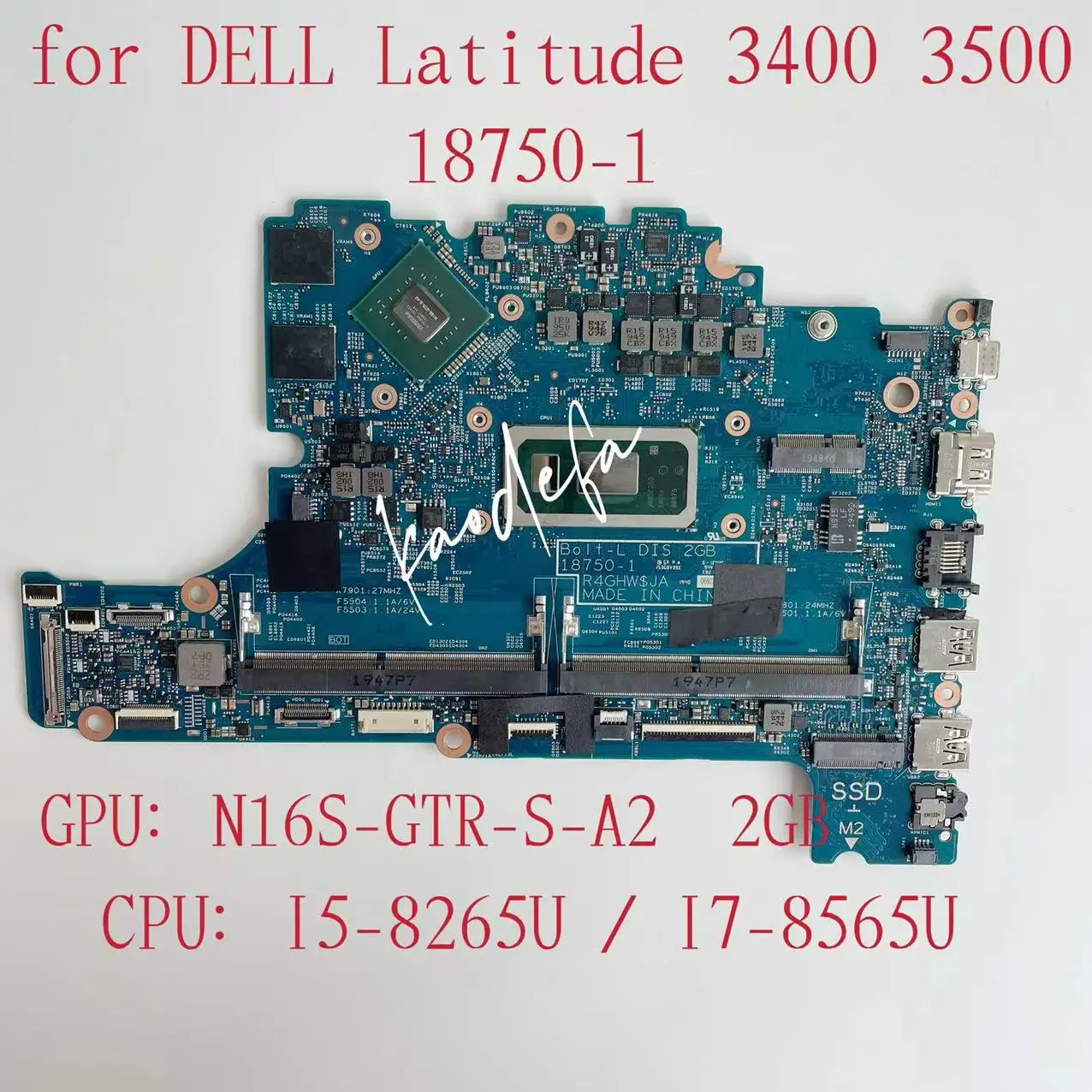 

18750-1 Mainboard for Dell Latitude 3400 3500 Laptop Motherboard I5-8265U I7-8565U GPU:N16S- GTR-S-A2 2G CN -04MCDM CN -0KVN26