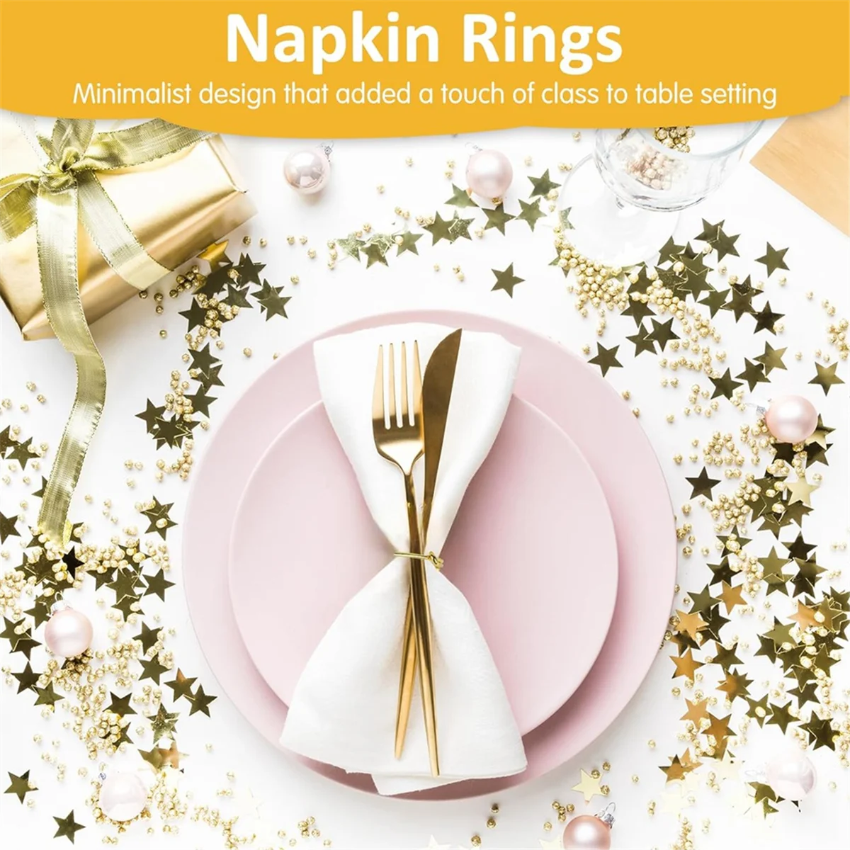 Napkin Rings Set of 12,Metal Serviette Ring, Gold Napkin Holder Rings, Christmas Napkin Rings for Table Decor