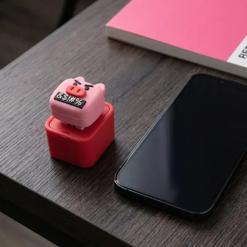Pink Pig Swear Muffler Sound Keychain Creative Emitting Sound Light Voice Fidget Toy Cute Stress Relief Keychain Pendant Funny