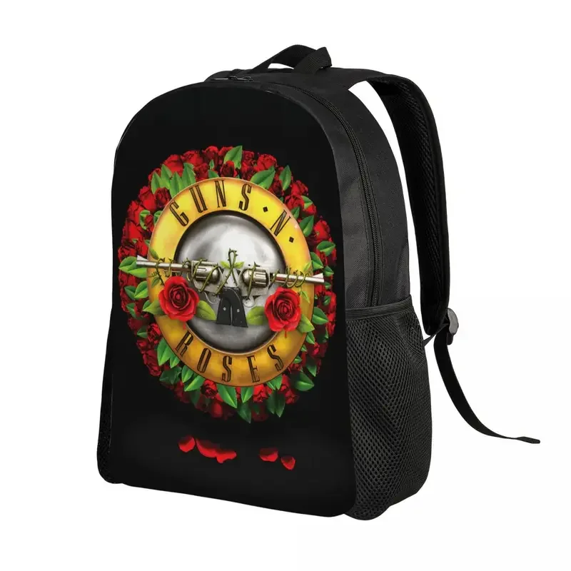 Custom Guns N Roses Bullet Logo Backpack for Women Men School College Students Bookbag Fits 15 Inch Laptop Heavy Metal Bags