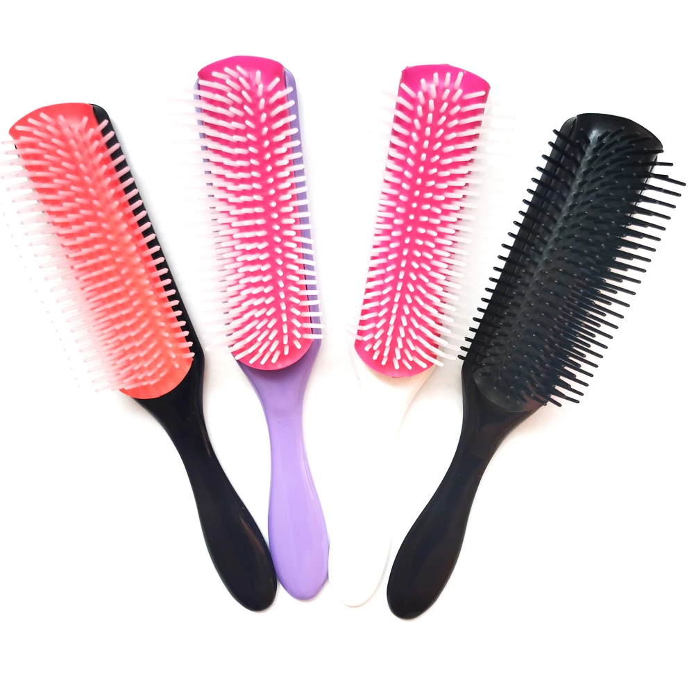 9-Rows Detangling Hair Denman Brush Cushion Nylon Bristle Hairdressing Scalp Massager Straight Curly Hair Comb Hairbrush