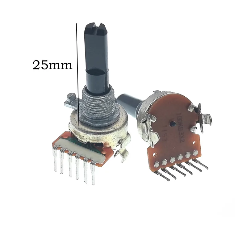 

1pcs Taiwan FD RK16K124 Volume 6-Pin Dual-Segment Potentiometer with center point B100KX2 25F half shaft