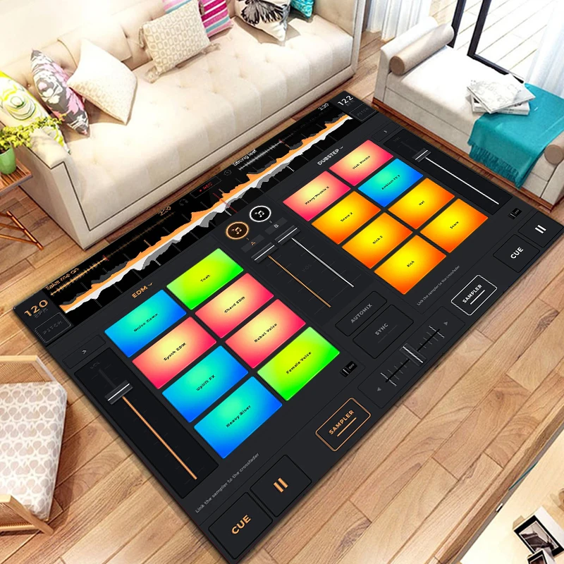 

3D DJ Music Screen Keyboard Area Rug,Carpet Rug for Living Room Bedroom Sofa Doormat Decoration,Kid Play Non-slip Floor Mat Gift