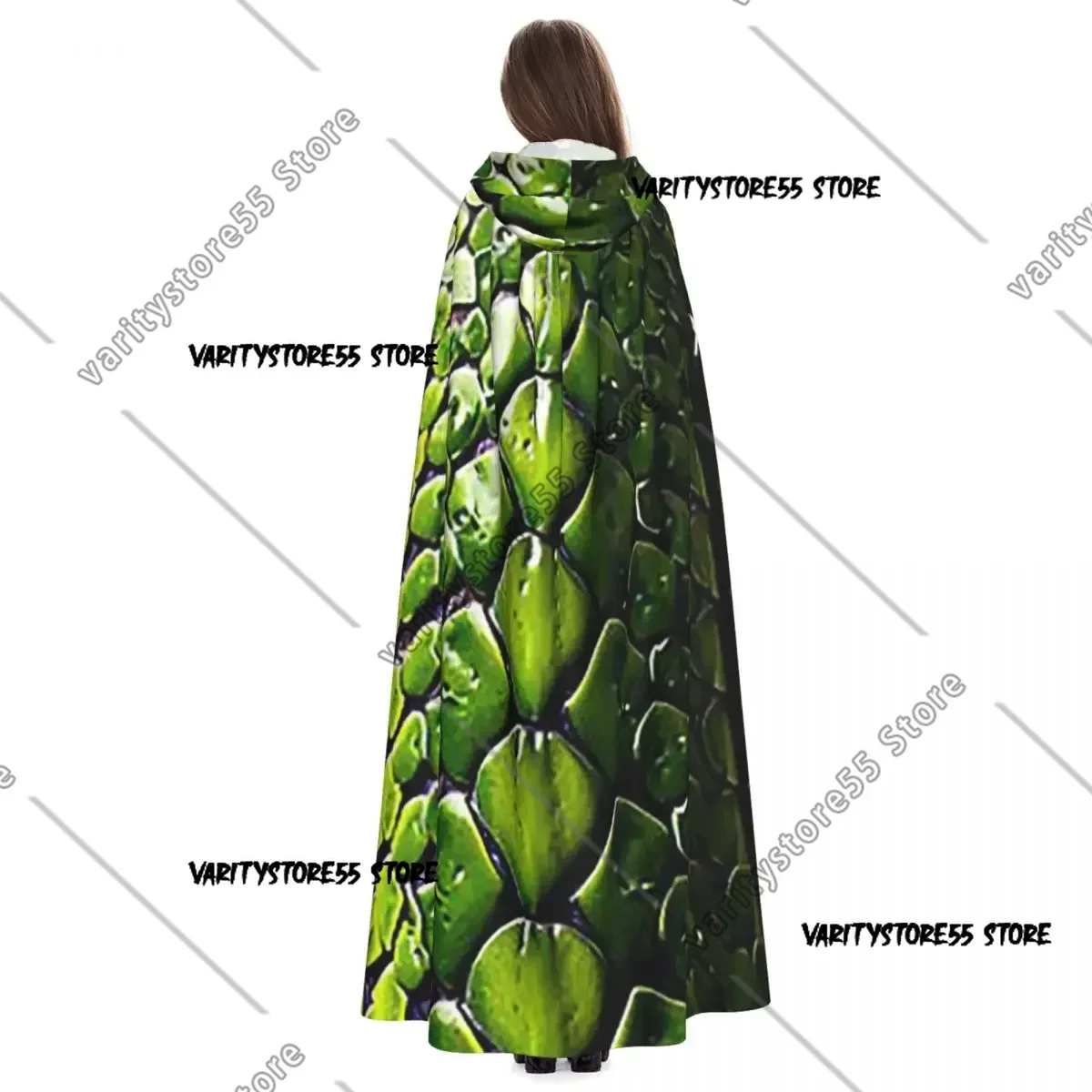 جلد الثعبان الأخضر الأفعى الثعبان الحيوان طباعة فايبر مقنعين عباءة الساحرة القرون الوسطى زي تأثيري هالوين مصاص دماء عباءة