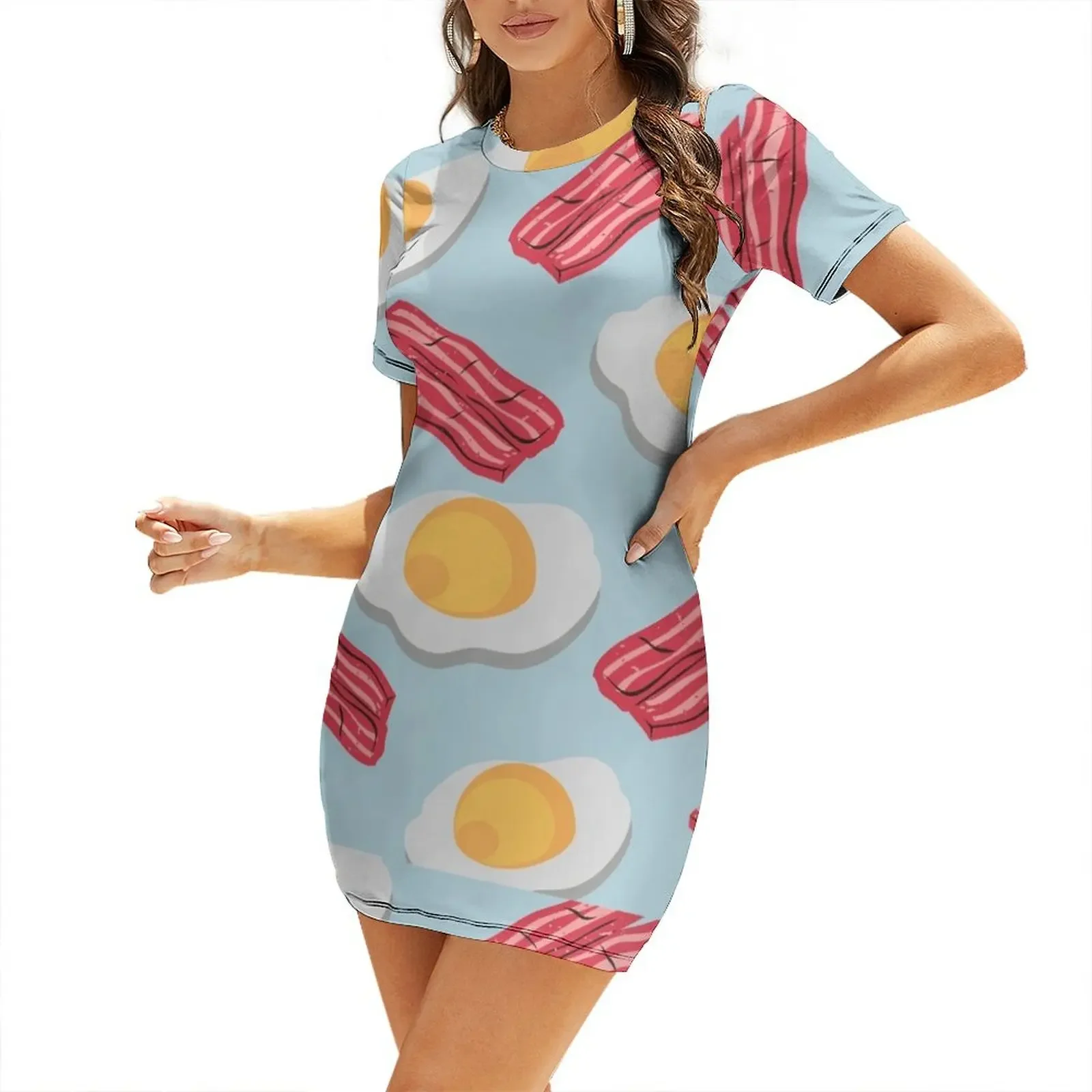 

Bacon and Eggs Short-Sleeved Dress elegant women's dresses for wedding Long dresses clothing women summer 2025 Dress