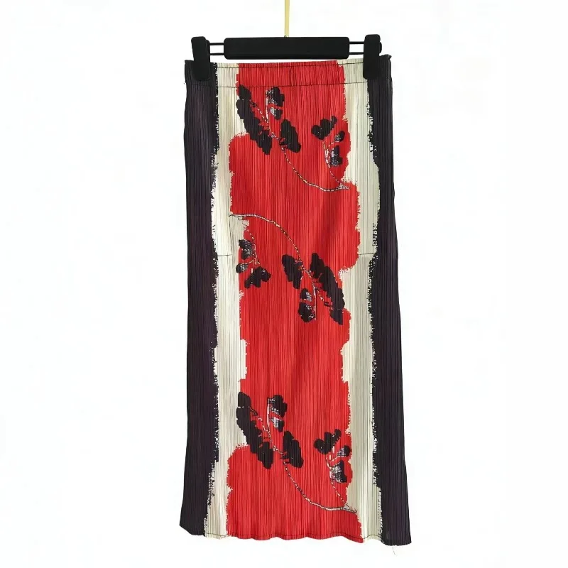 Miyake Pleated 2026 Digital Print Women's Skirt Pleated Elegant Casual Versatile Fashion Mid-Length Skirt Spring Summer New