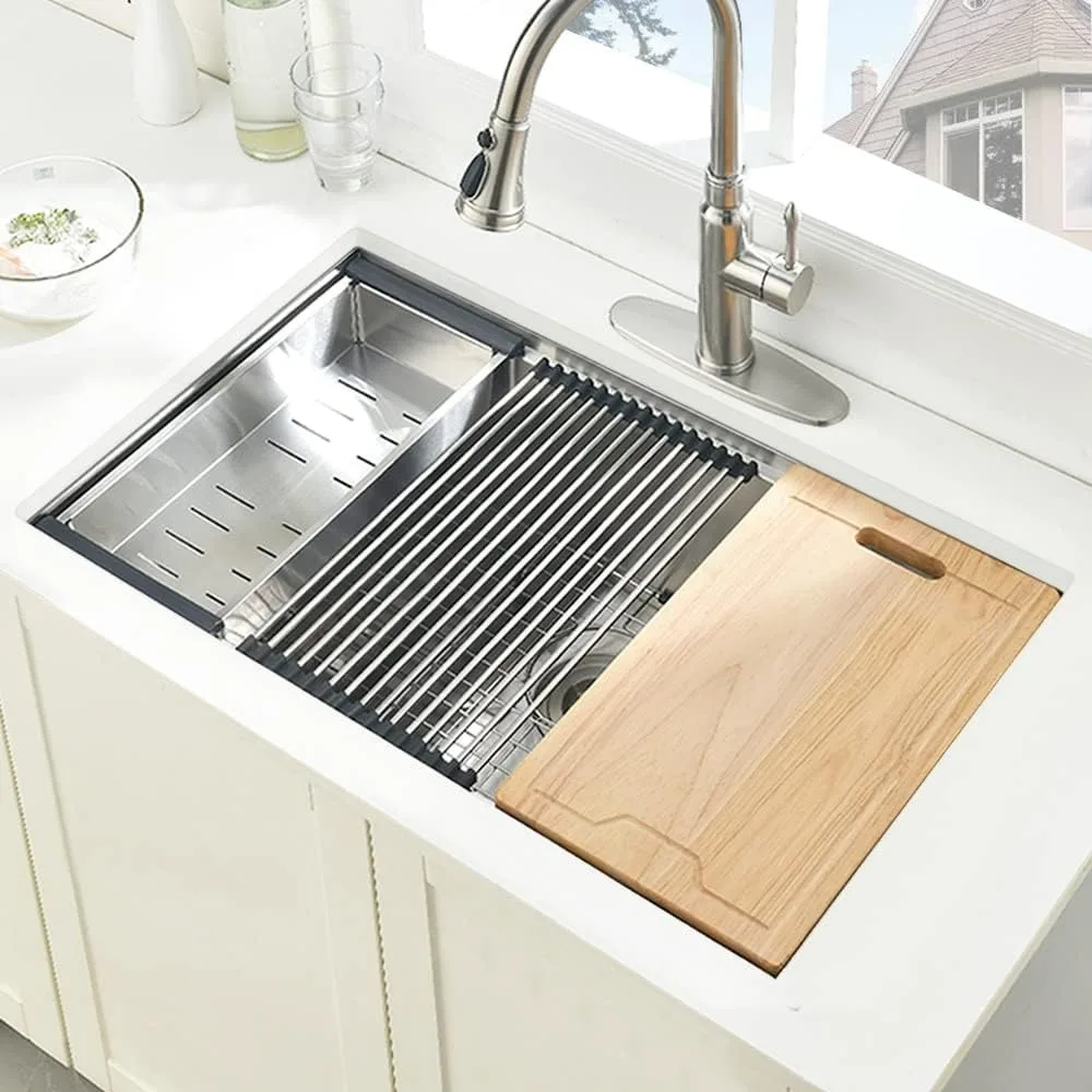 30 Inch Undermount Kitchen Sink Stainless Steel, 30 x 19 Inch Single Bowl Undermount Workstation Sink 10 Inch - Free Delivery