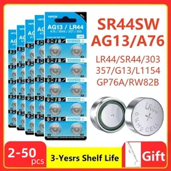 2-50pcs 1.55V AG13 LR44 L1154 RW82 SR1154 SP76 pila SR44 Button Batteries A76 LR1154 GP7 Cell Coin Watch Toys Remote Battery
