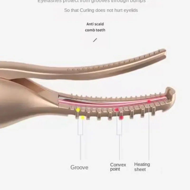 Piegaciglia elettrico 2 in 1 con trimmer per sopracciglia Strumento per il trucco per tutte le forme di ciglia Denti pettine antiscottatura multiuso