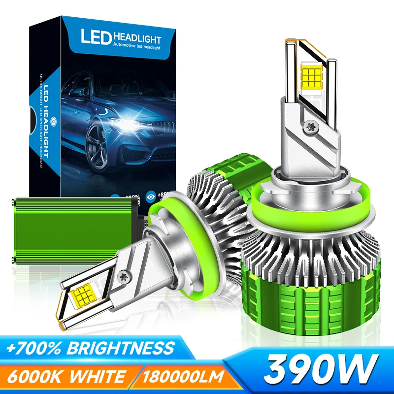 

Светодиодная фара H4 390W 180000LM, мощная лампа Canbus Turbo 6000K, автомобильные фары 12V, противотуманная фара 9003/HB2, ближний/дальний свет