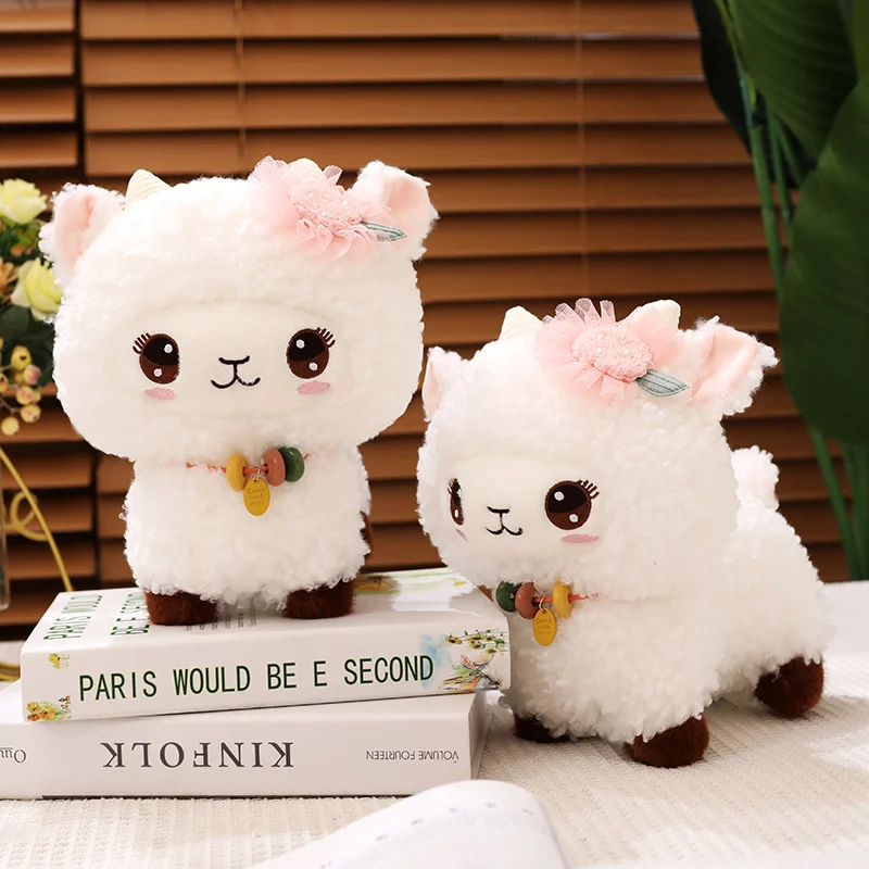 25/30cm Standing White Sheep Plush Animal Dolls Big Eyes Super Soft Baby Comfort Toys Pillows Back Cushion Girls Christmas Gifts