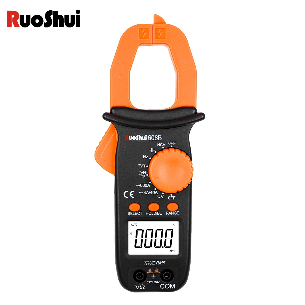 RuoShui Digital Clamp Multimeter Electronic  AC DC Current True RMS 600A Auto Range Voltmeter Resistance Ohm Tester Amp Meter