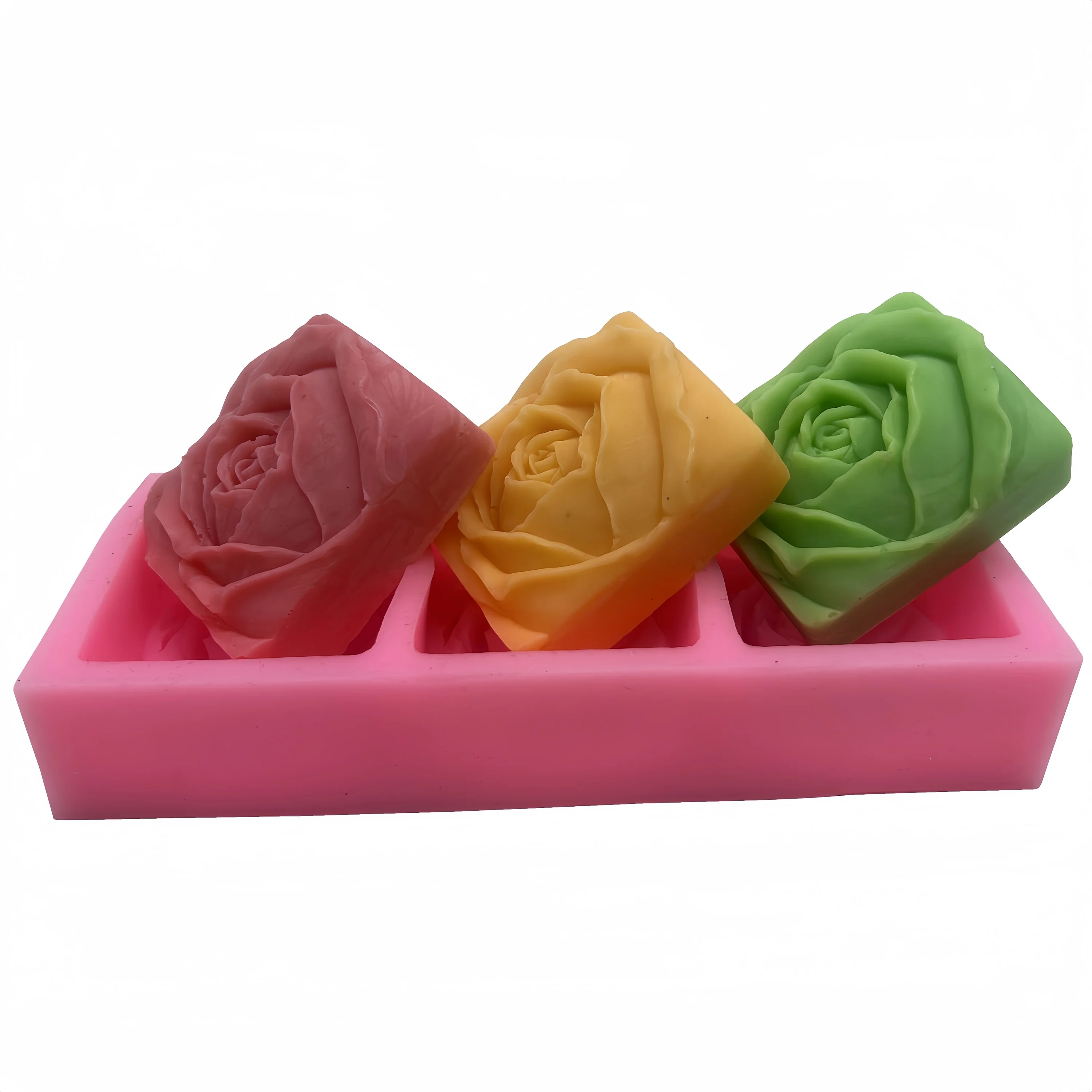 3 Cavities Silicone Flower Soap Mold, Natural Soap Bar Molds, Handmade Soap Mould, DIY, Candle Wax, Gypsum Resin Craft