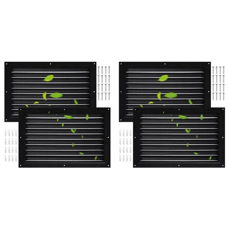 

ABZS 4 Pcs Attic Vent 8X12inch Metal Shed Vents Louver Vent Grille Gable Vents With Screen Mesh For Indoor Outdoor Garage