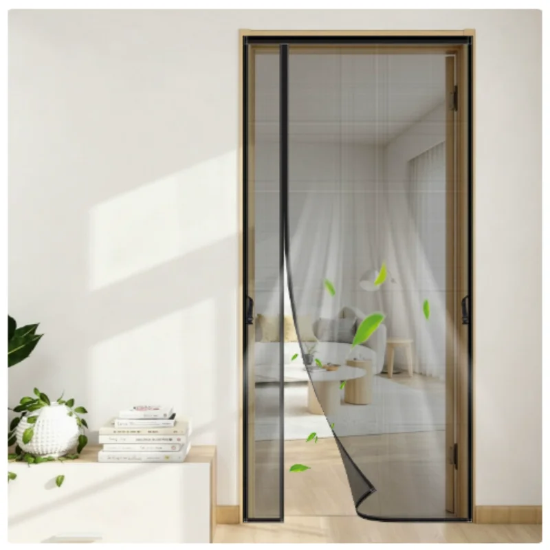 Black Magnetic Door Screen Window Mosquito Net Side Opening Fiberglass Curtain Insect Mesh and Mosquito Proof Invisible Net ﻿