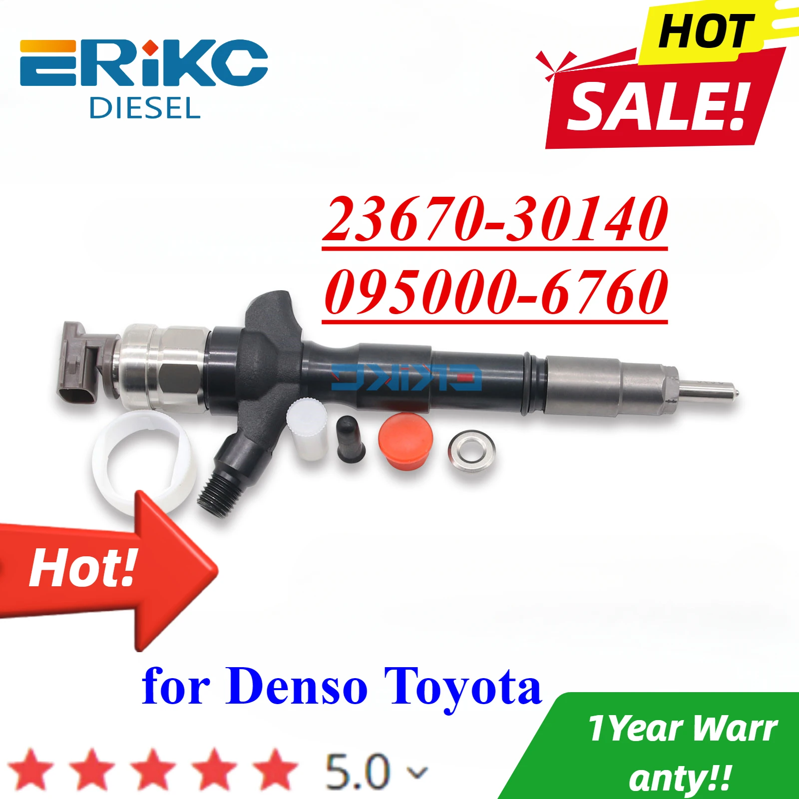 

ERIKC 095000-6760 23670-30140 новый дизельный топливный инжектор для Toyota Hiace Hilux 2KD-FTV 2367030140