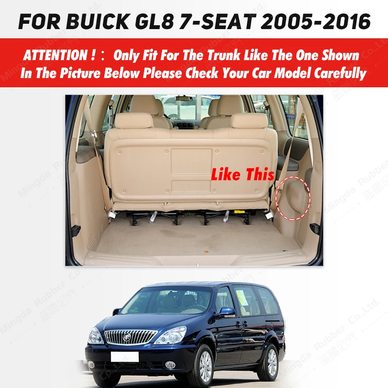 Car Trunk Mat For Buick GL8 7-Seat 2005-2016 06 07 08 09 10 11 12 13 14 15 Custom Car Accessories Auto Interior Decoration