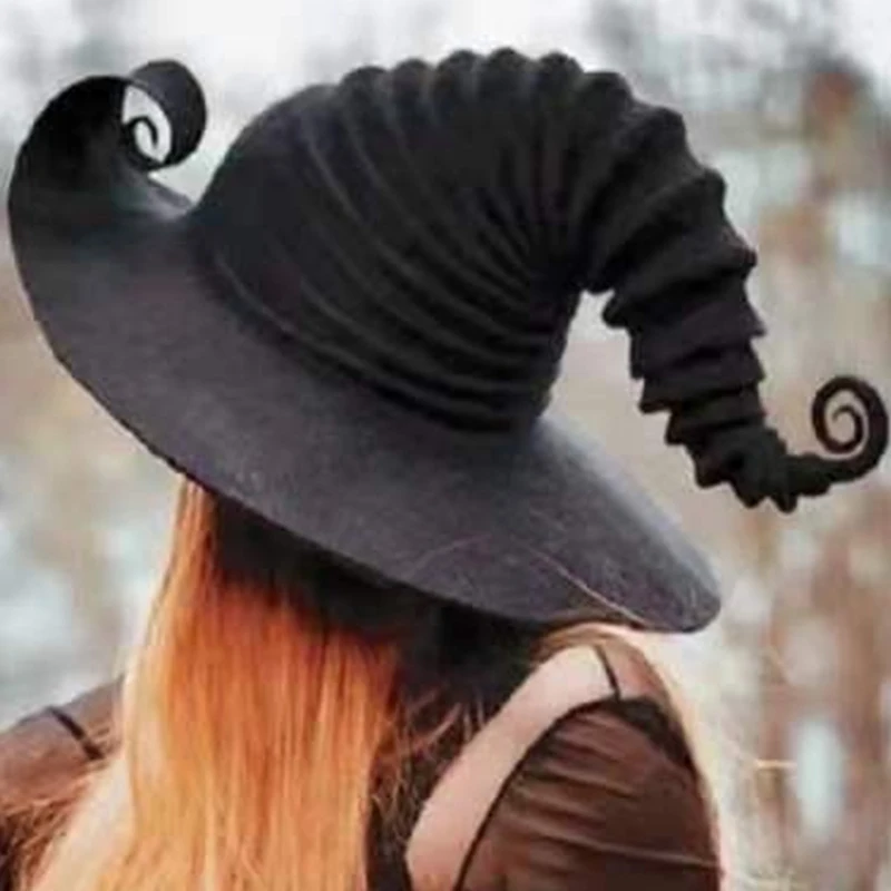 Witch Hat Halloween Felt Witch Hats Adult Peaked Hat Props Decoration Magic Wizard Cap Carnival Cosplay Party Dress Up