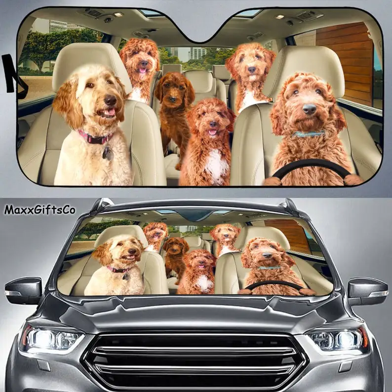 

Irish Doodle Car Sun Shade, Irish Doodle Windshield, Dogs Family Sunshade, Dogs Car Accessories, Car Decoration, Dogs Lovers Gif