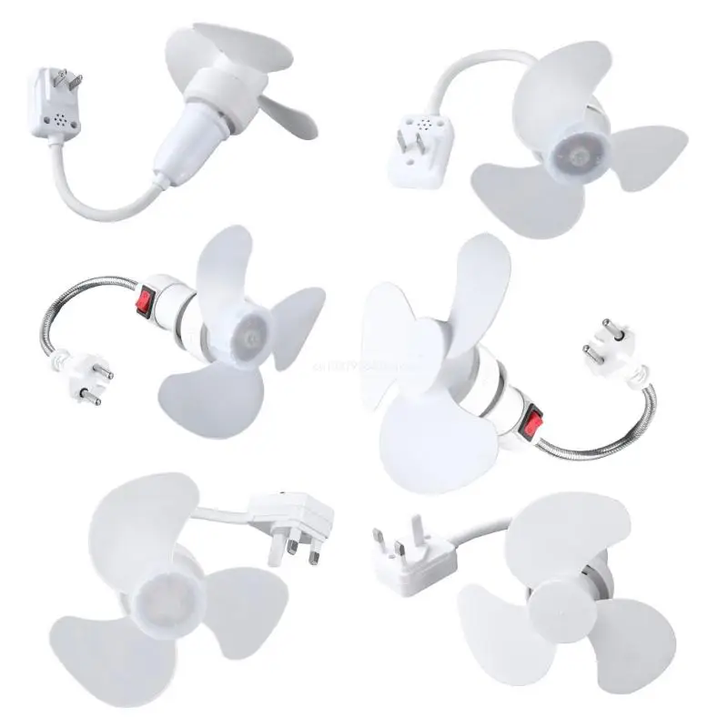 E27 LED Fan Lamp For Office Kitchen Bedroom 5.5'' LED Bulb Fan with On/Offs Button Dropship