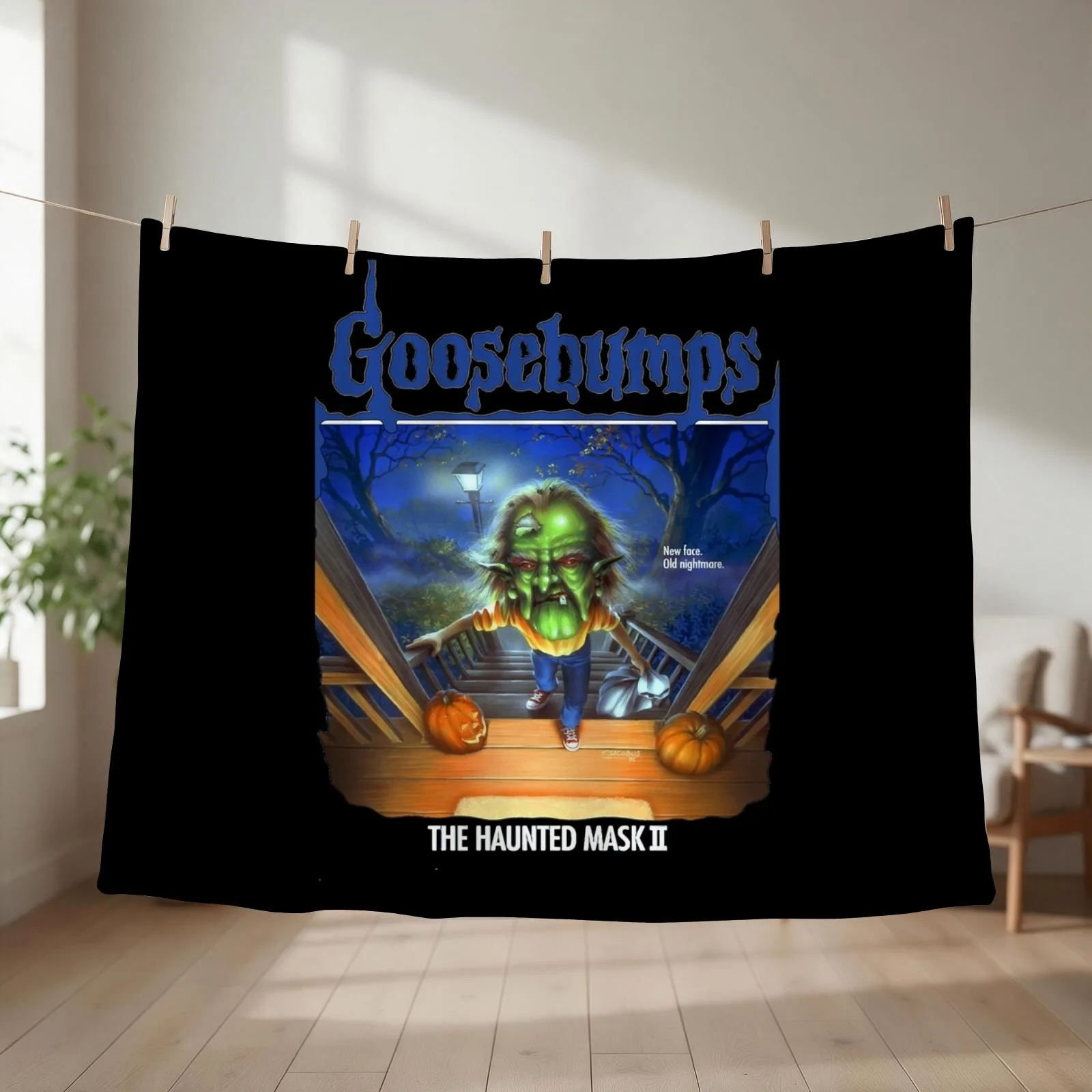 Day Goosebumps Mask Just A Girl Throw Blanket couch cozy soft plush fuzzy picnic outdoor blanket