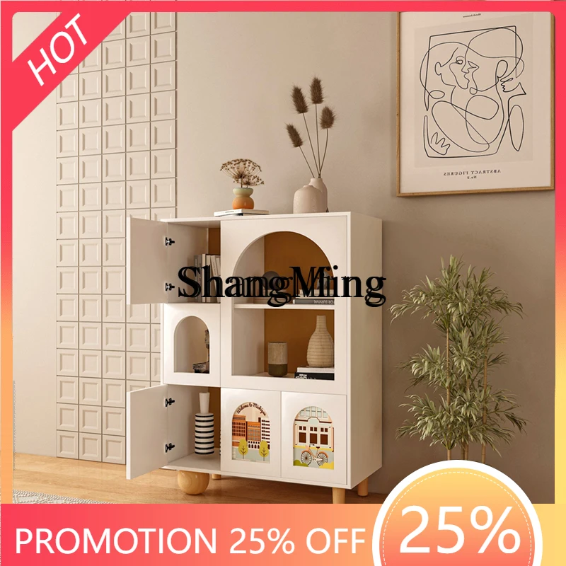 

SM Home solid wood bedside table, living room storage locker, multi-functional integrated locker