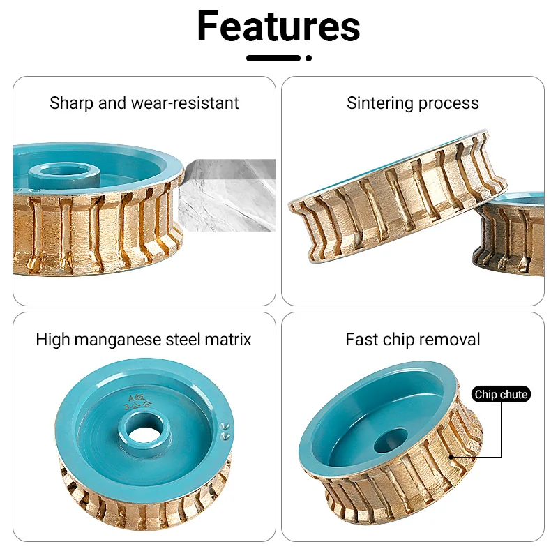 150mm Sintered Diamond Grinding Wheel Double 45 Degree Beveling Wheel 30mm Bore for Granite Marble Quartz Stone Countertop