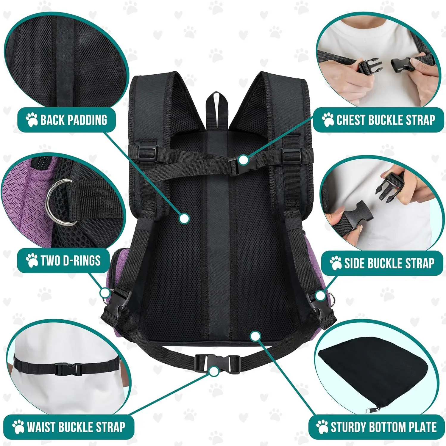 Extra Ventilated Adjustable Medium Dog Puppy Large Cat Carrying Bag Front Carrier Backpack for Hiking Camping Travel